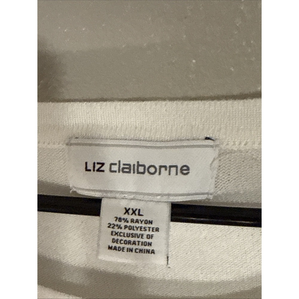 Liz Claiborne Sweater Women's Plus Size XXL Burgundy White Striped Long Sleeve - Picture 4 of 5